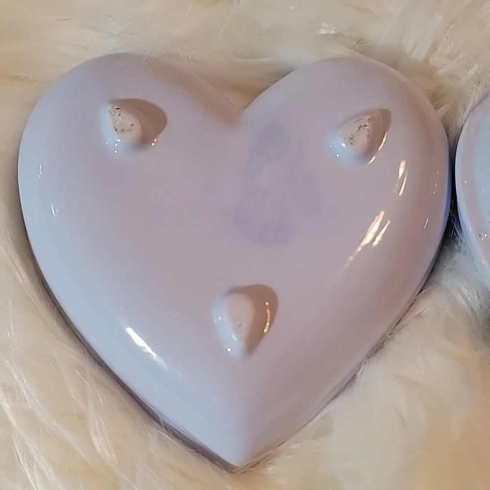 Ceramic Rose Heart Shaped Trinket Jewelry Box
